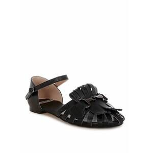 NEW RAG COMPANY women's horsebit fringe flat sandals in black